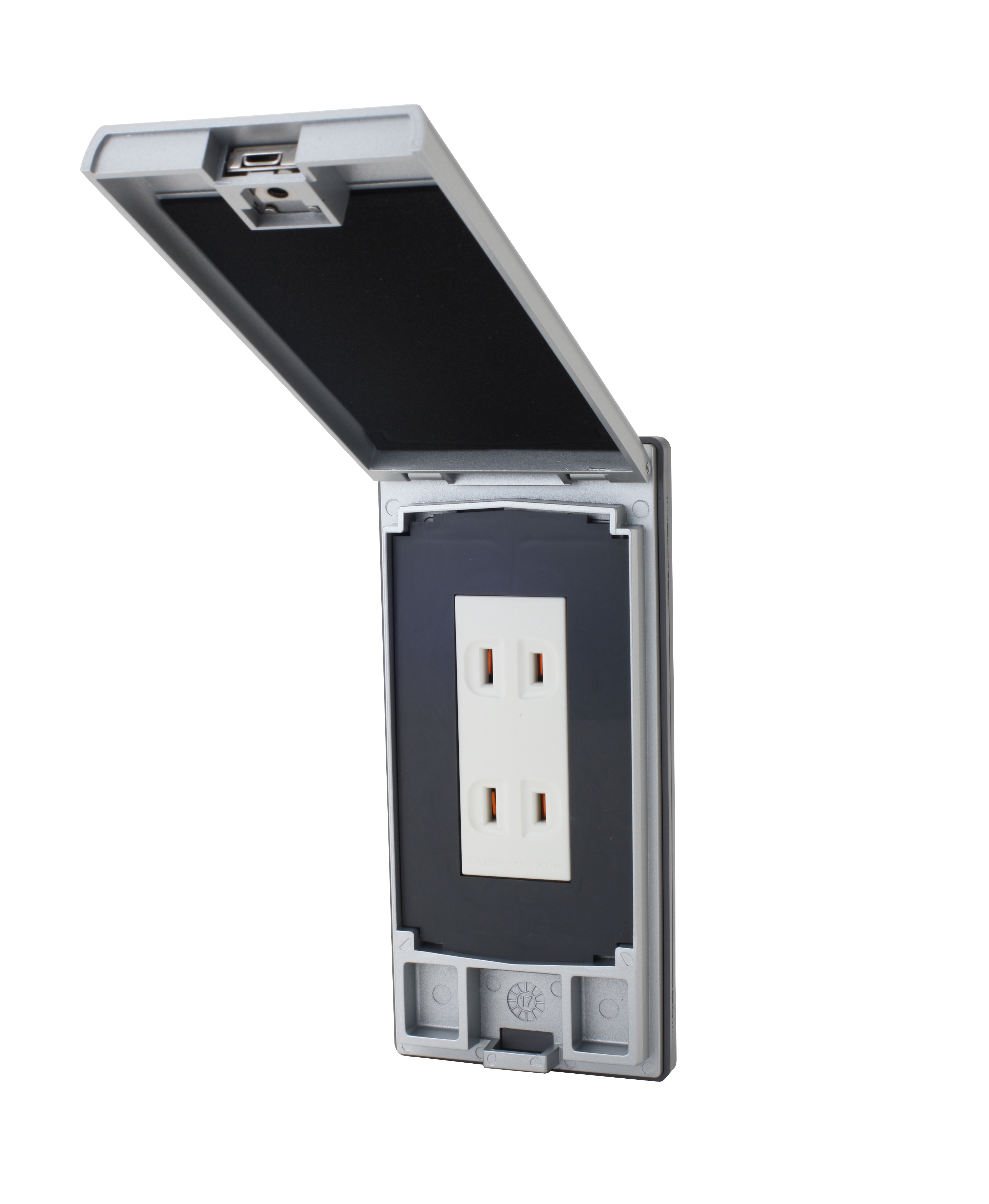 TERADA　壁コンセント用セキュリティーカバー アルミスリムくん 鍵付　RDC50000SL